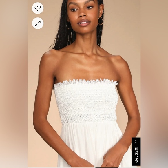 Lulus Mediterranean Moments White Lace Strapless Tiered Maxi Dress  XL  … - Picture 3 of 16